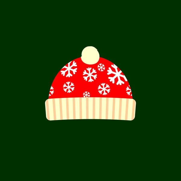 Icône Casquette Hiver Symbole Noël Modèle Conception Plate Illustration Vectorielle — Image vectorielle