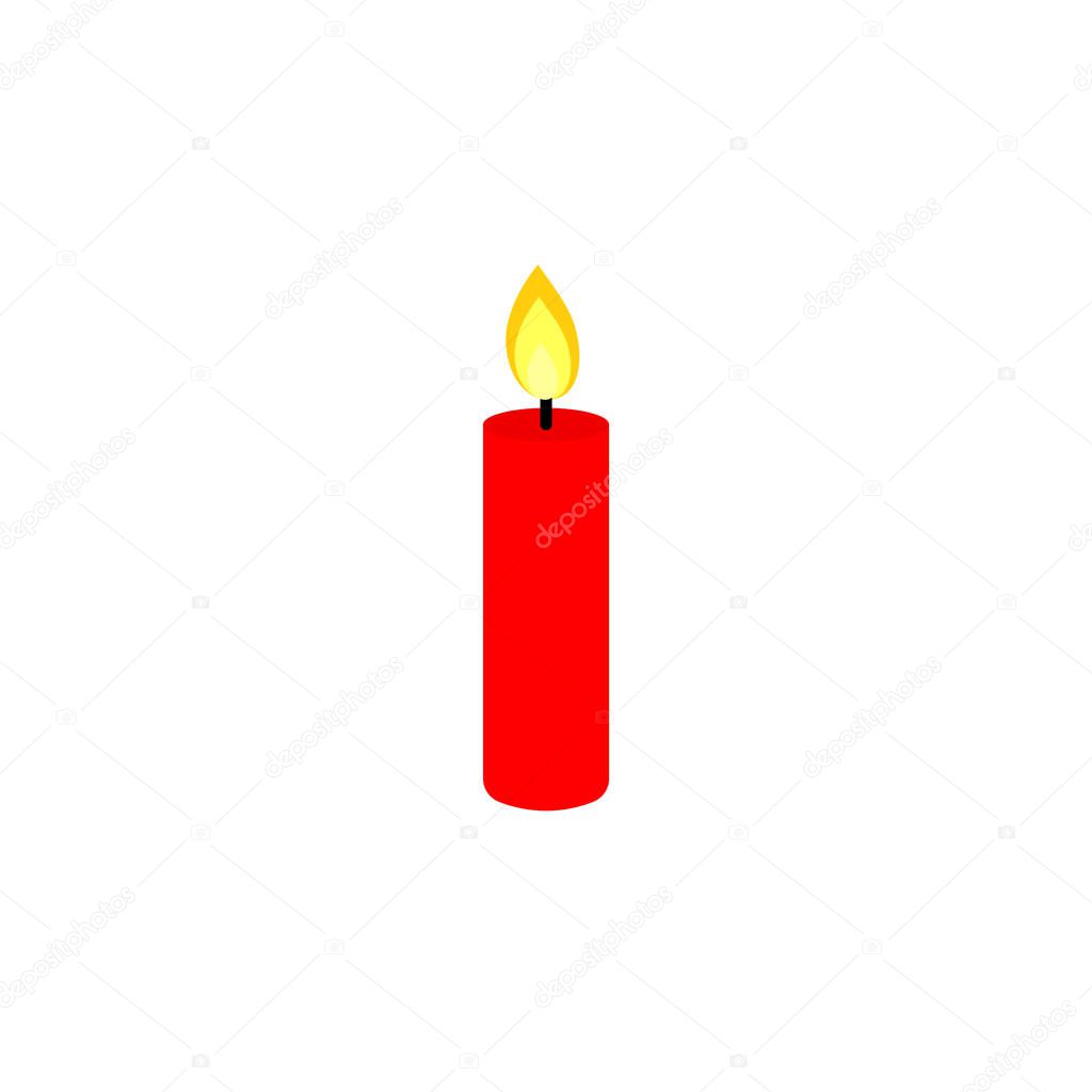 Christmas candle icon, Xmas isolated symbol, flat graphic design template, vector art illustration