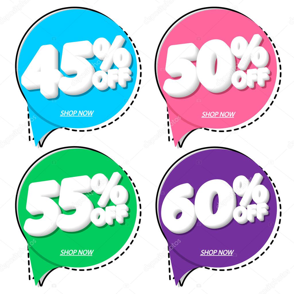 Set Sale banners design template, discount tags, app icons, vector illustration