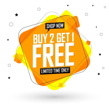 2 alana 1 bedava, özel teklif, indirimli bayrak tasarım şablonu, indirim etiketi, sezon sonu, uygulama simgesi, vektör ilüstrasyonu
