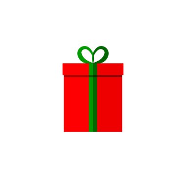 Hediye kutusu simgesi, düz grafik tasarım şablonu, Noel hediyesi, Xmas sembolü, doğum günü sürprizi, vektör illüstrasyonu