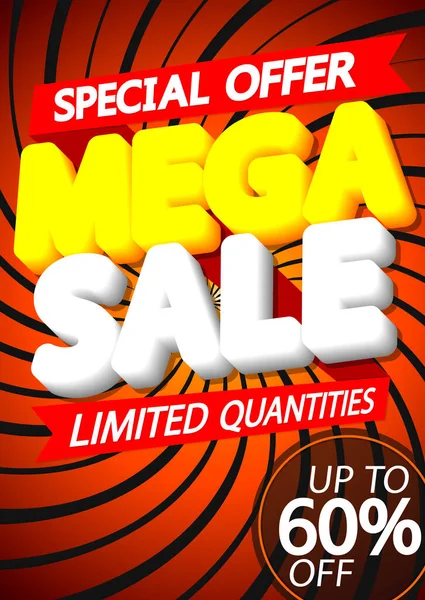 Mega Försäljning Rabatt Affisch Design Mall Specialerbjudande Rabatt Banner Vektor — Stock vektor