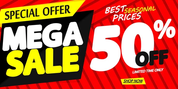 Mega Sale Upp Till Rabatt Rabatt Affisch Design Mall Specialerbjudande — Stock vektor