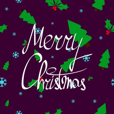 Merry Christmas, lettering design template, Xmas calligraphy, vector illustration