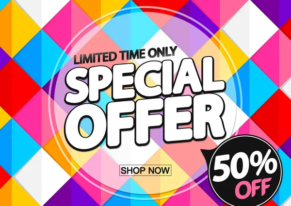 Special Offer Sale Poster Design Template Horizontal Banner Spend More — Stock Vector
