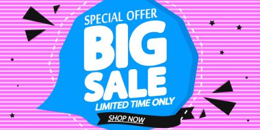 Büyük indirim, indirimli poster tasarım şablonu, özel teklif, harcayın ve daha fazla biriktirin, reklam afişi, sezon sonu, vektör illüstrasyonu