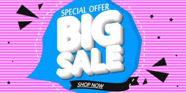 Büyük indirim, indirimli poster tasarım şablonu, özel teklif, harcayın ve daha fazla biriktirin, reklam afişi, sezon sonu, vektör illüstrasyonu