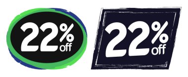 Set Sale 22% off banners, discount tags design template, promo app icons, extra deals, lowest price, vector illustration