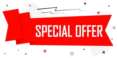 Özel teklif, satış afişi tasarım şablonu, indirim etiketi, tanıtım posteri, vektör illüstrasyonu