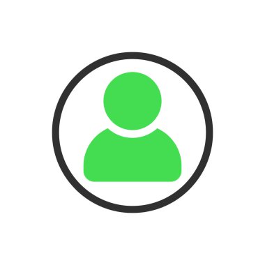 Kişi simgesi, düz tasarım şablonu, izole edilmiş avatar işareti, vektör illüstrasyonu