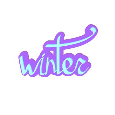 Kış, kaligrafi harfleri, sezon grafik tasarım şablonu, vektör illüstrasyonu