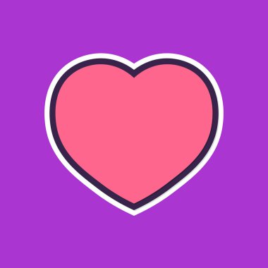 Kalp ikonu, düz grafik tasarım şablonu, aşk işareti, Sevgililer Günü sembolü, vektör illüstrasyonu