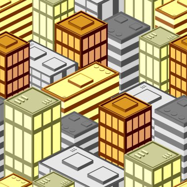 Şehrin kusursuz deseni, grafik poster tasarım şablonu, kentsel arkaplan, vektör illüstrasyonu