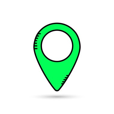 İşaret simgesi, düz grafik tasarım şablonu, harita sembolü, vektör illüstrasyonu