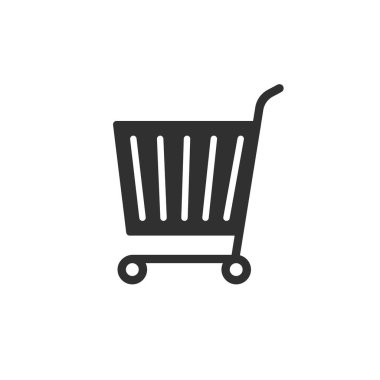 Alışveriş arabası simgesi, düz grafik tasarım şablonu, tramvay sembolü, dükkan işareti, vektör illüstrasyonu