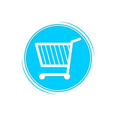 Alışveriş arabası simgesi, düz grafik tasarım şablonu, tramvay sembolü, dükkan işareti, vektör illüstrasyonu