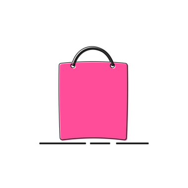 Alışveriş poşeti simgesi, düz grafik tasarım şablonu, dükkan işareti, pazar sembolü, vektör illüstrasyonu