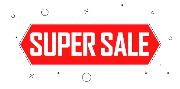 Super Sale Modelo Design Banner Promoção Tag Desconto Ilustração Vetorial —  Vetores de Stock