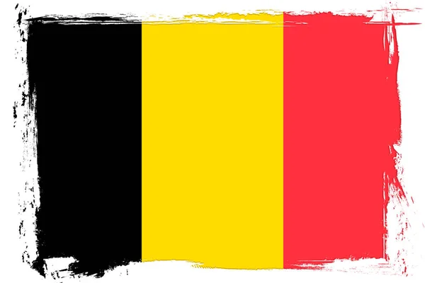 Belgische Flagge Banner Mit Grunge Pinsel Vektorillustration — Stockvektor