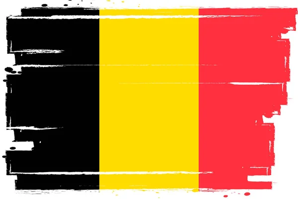 Drapeau Belgique Bannière Avec Brosse Grunge Illustration Vectorielle — Image vectorielle