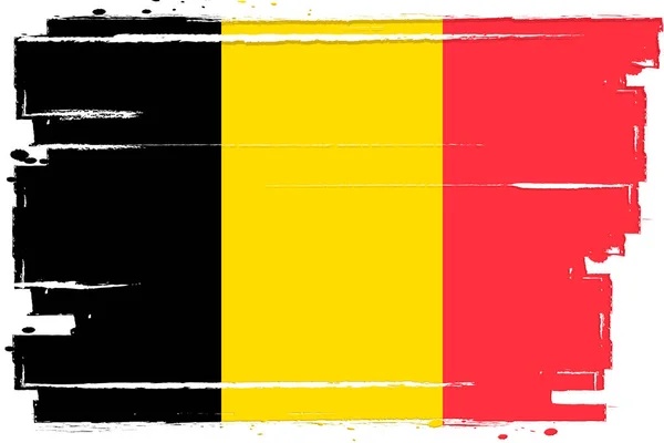 Belgische Flagge Banner Mit Grunge Pinsel Vektorillustration — Stockvektor