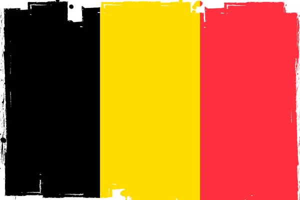 Belgische Flagge Banner Mit Grunge Pinsel Vektorillustration — Stockvektor