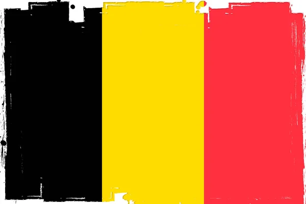 比利时国旗 带有刷子的横幅 矢量图解 — 图库矢量图片