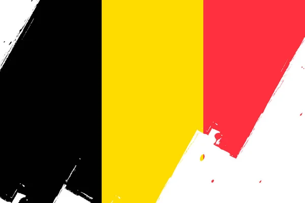 Flagga Belgien Banner Med Grunge Borste Vektor Illustration — Stock vektor