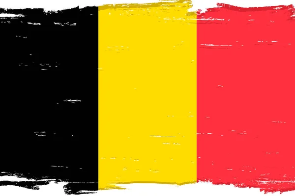 Bandeira Bélgica Bandeira Com Pincel Grunge Ilustração Vetorial — Vetor de Stock