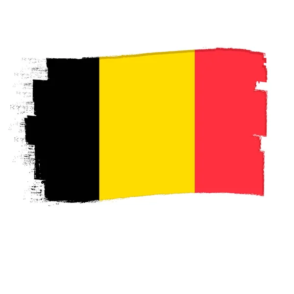 Belgische Flagge Banner Mit Grunge Pinsel Vektorillustration — Stockvektor