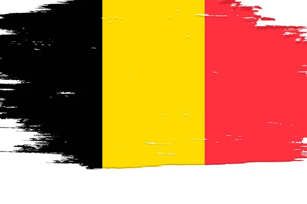 Belgische Flagge Banner Mit Grunge Pinsel Vektorillustration — Stockvektor