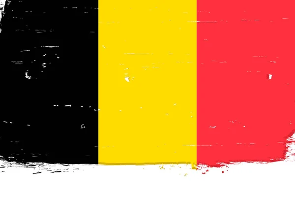 Flagga Belgien Banner Med Grunge Borste Vektor Illustration — Stock vektor