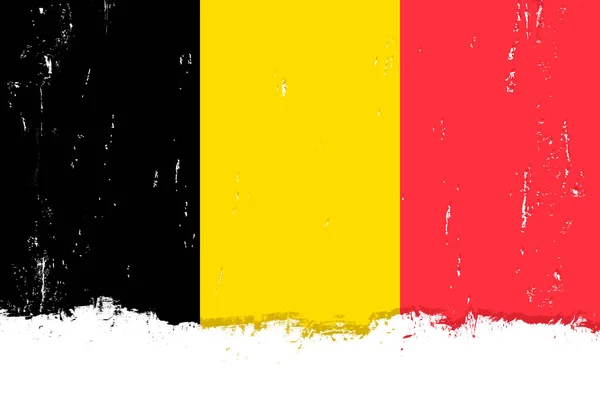 Belçika Bayrağı Grunge Fırçalı Pankart Vektör Illüstrasyonu — Stok Vektör