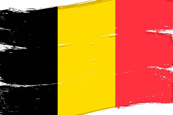 Flagga Belgien Banner Med Grunge Borste Vektor Illustration — Stock vektor