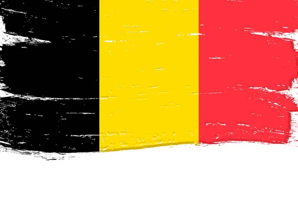 Drapeau Belgique Bannière Avec Brosse Grunge Illustration Vectorielle — Image vectorielle