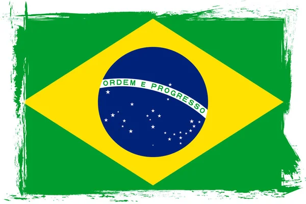 Bandera Brasil Bandera Con Pincel Grunge — Archivo Imágenes Vectoriales