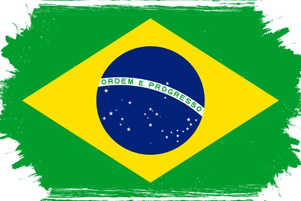 Térkép Brazil Banner Grunge Brush — Stock Vector