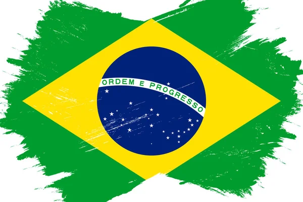 Bandeira Brasil Bandeira Com Pincel Grunge — Vetor de Stock