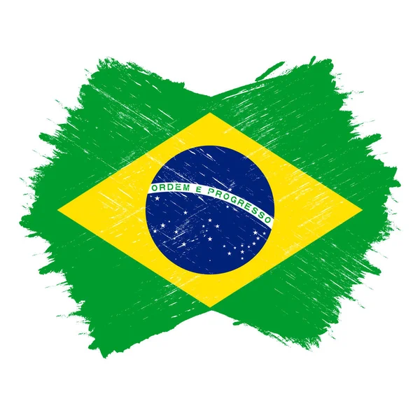 Drapeau Brésil Bannière Avec Brosse Grunge — Image vectorielle