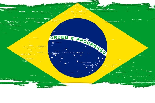 Steagul Braziliei Banner Perie Grunge — Vector de stoc