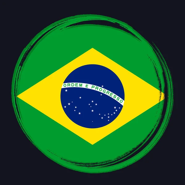 Bandera Brasil Bandera Con Pincel Grunge — Vector de stock