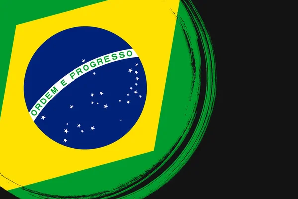 Bandiera Del Brasile Stendardo Con Pennello Grunge — Vettoriale Stock