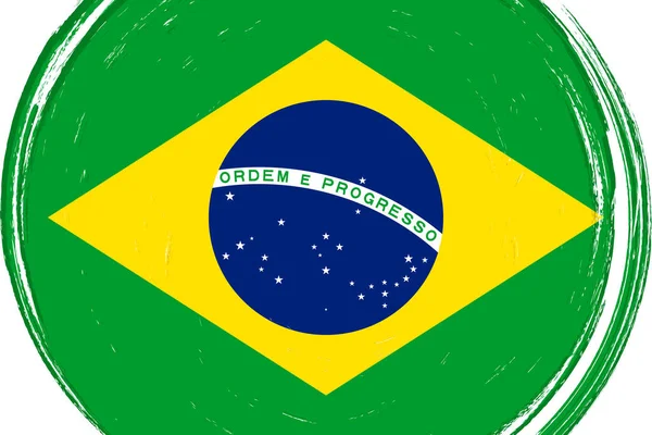 Flagga Brasilien Banner Med Grunge Borste — Stock vektor