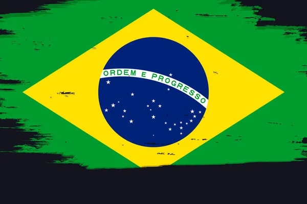 Bandera Brasil Bandera Con Pincel Grunge — Vector de stock