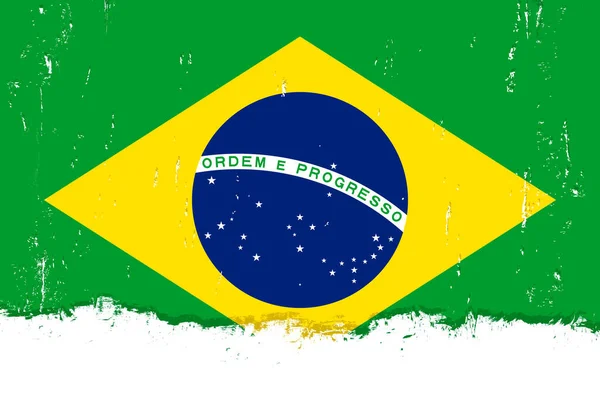 Bandera Brasil Bandera Con Pincel Grunge — Vector de stock