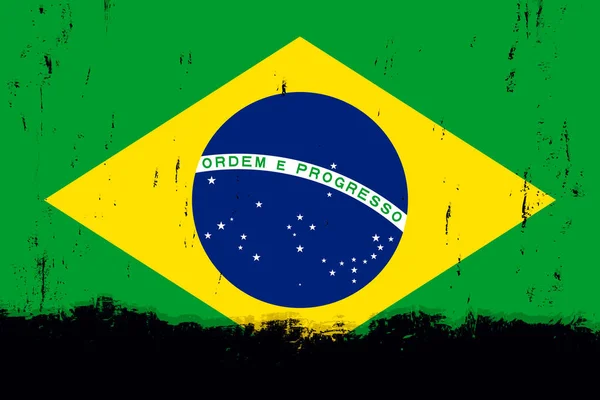 Flagge Brasiliens Banner Mit Grunge Pinsel — Stockvektor