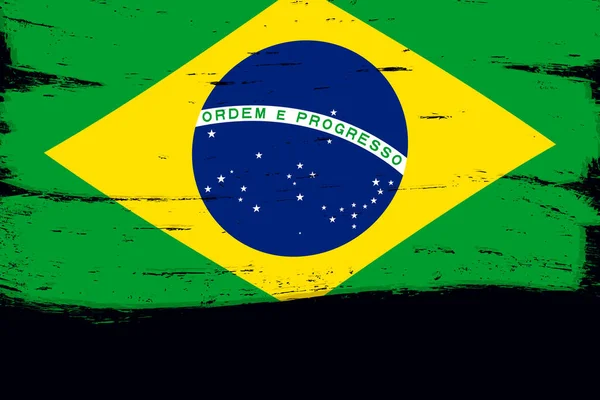 Flagge Brasiliens Banner Mit Grunge Pinsel — Stockvektor