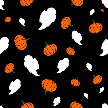 Cadılar Bayramı kusursuz desen, düz tasarım şablonu, vektör illüstrasyonu