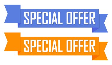 Özel teklif etiketleri, satış pankartları tasarım şablonu, vektör illüstrasyonu