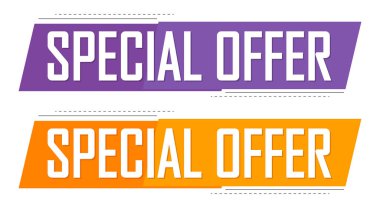 Özel teklif etiketleri, satış pankartları tasarım şablonu, vektör illüstrasyonu